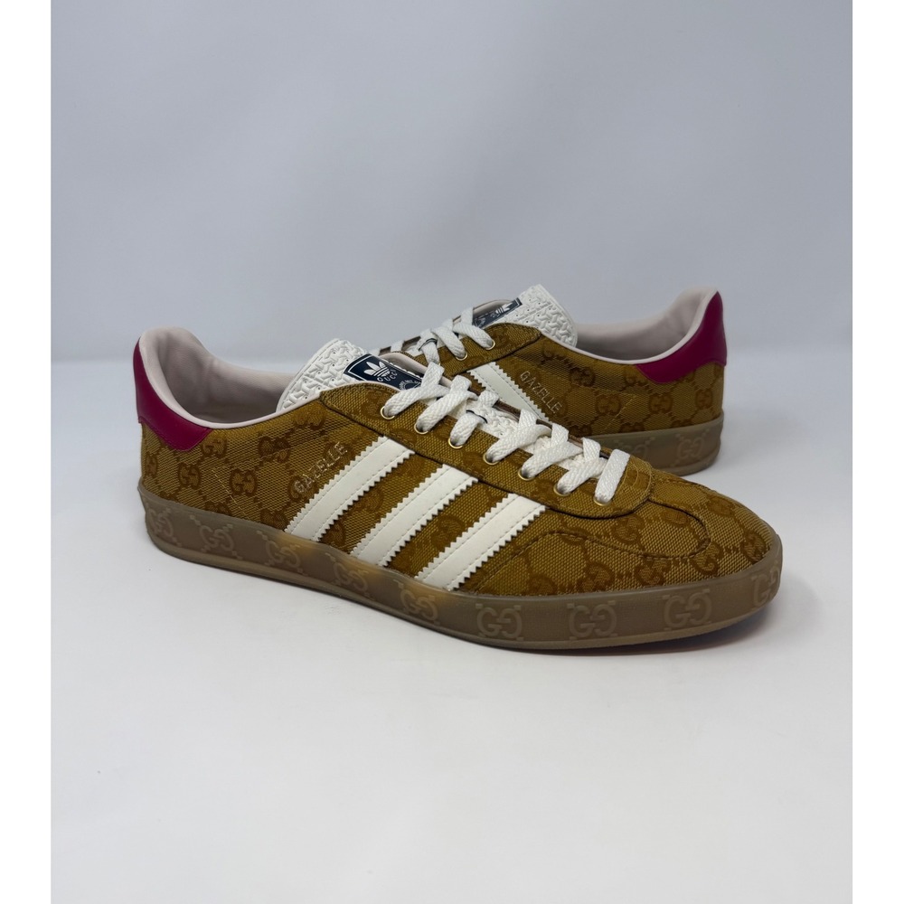 Gucci X Adidas Gazelle Sneaker GG Monogram Beige Size 10.5 US